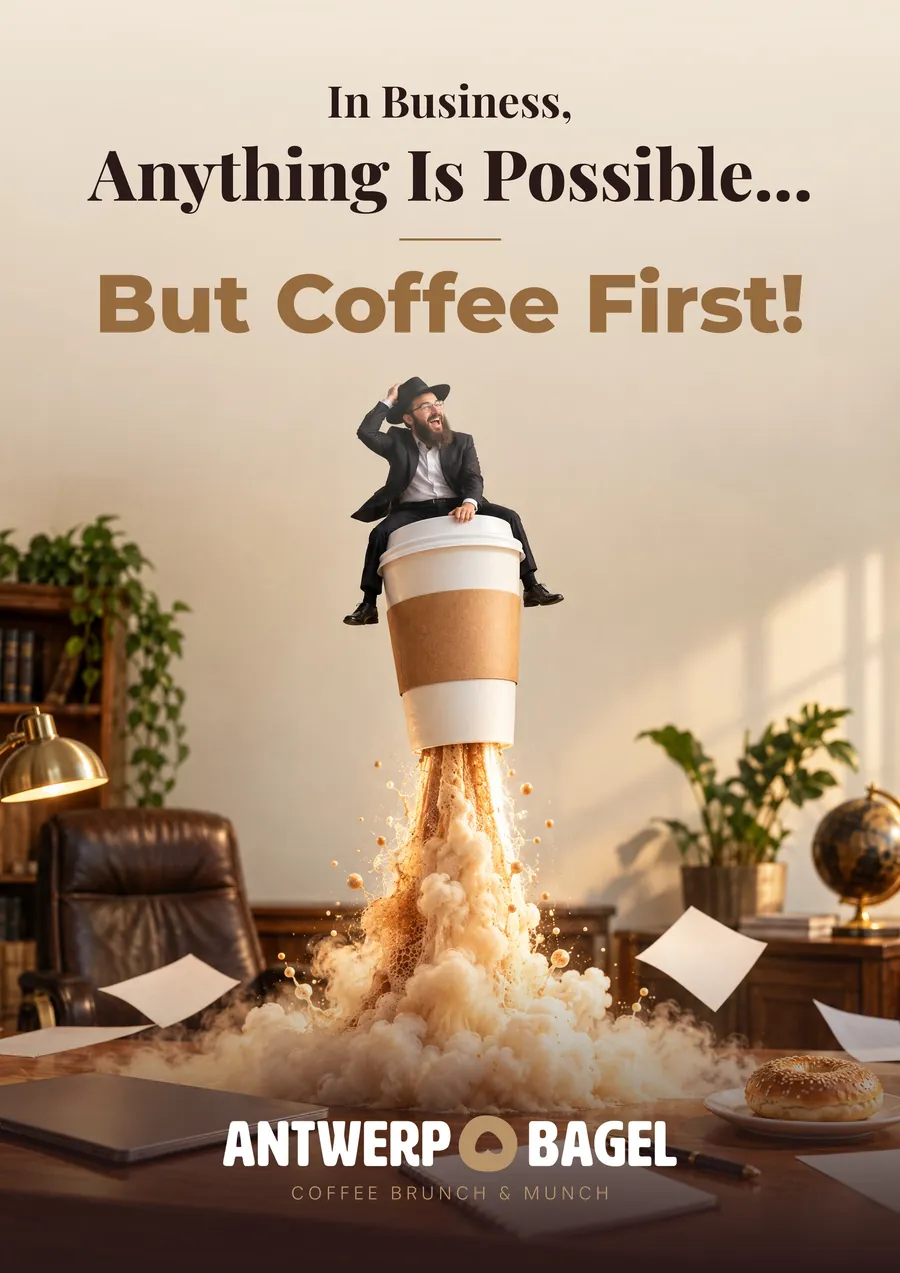 Antwerp Bagel — “But coffee first” campaign